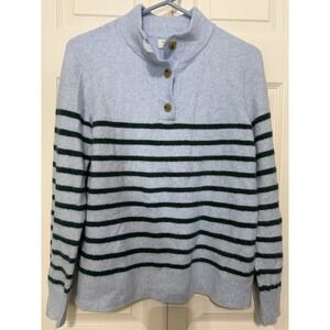 J‎ Crew Women's Blue W/ Green Stripe Long Sleeve Size Medium